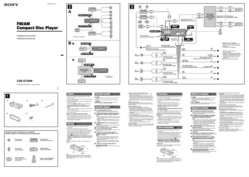 Image de la première page du manuel de l'appareil CDX-GT30W