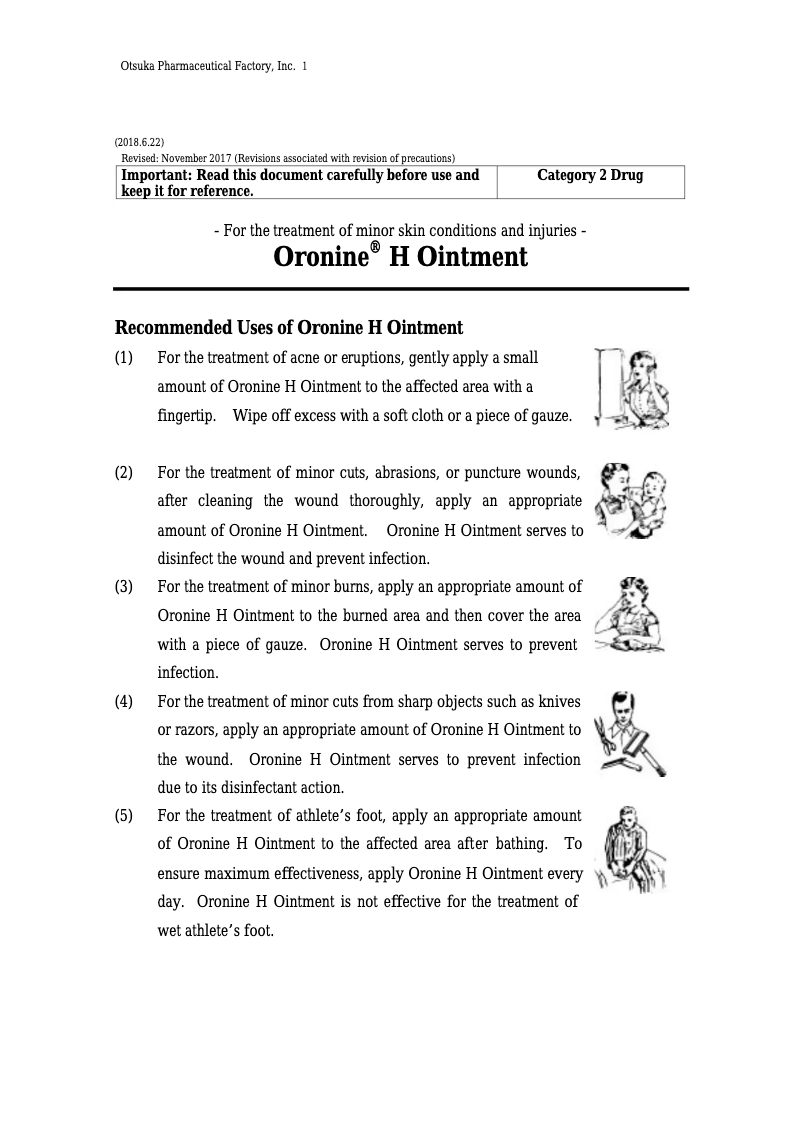Page 1 de la notice Manuel utilisateur Oronine H Ointment