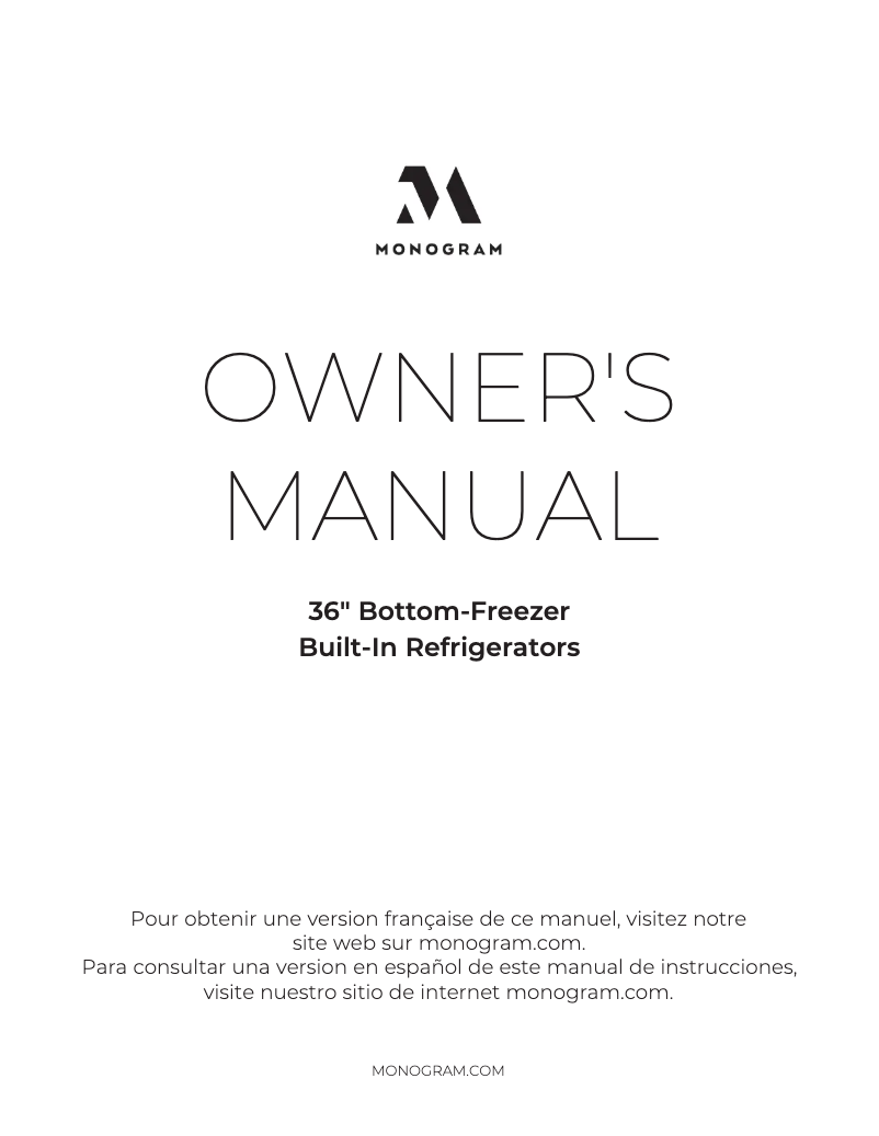 Page n°1 - Manuel utilisateur Monogram ZIC360NVLH