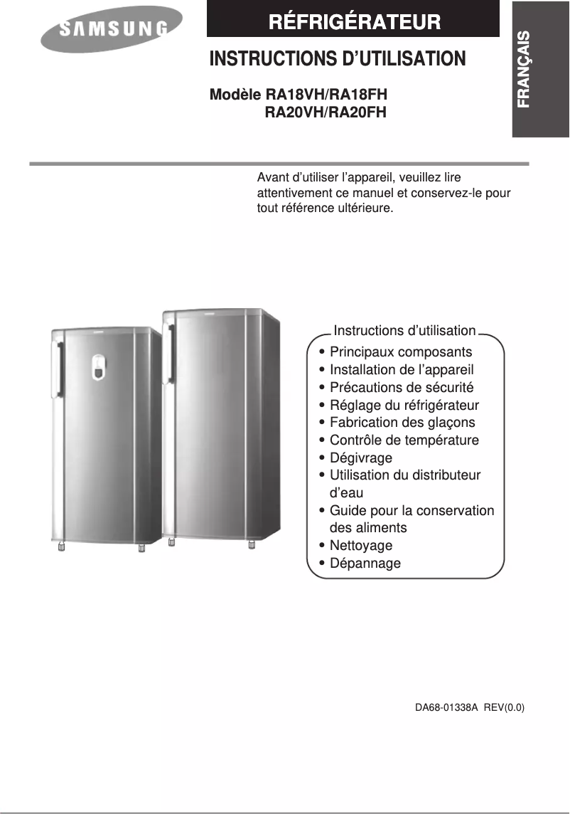 Page 1 de la notice Manuel utilisateur Samsung RA20FHNB