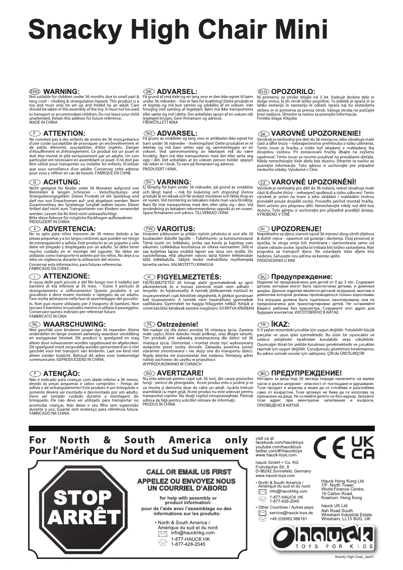 Página 1 del manual Manual de usuario Hauck Snacky High Chair Mini