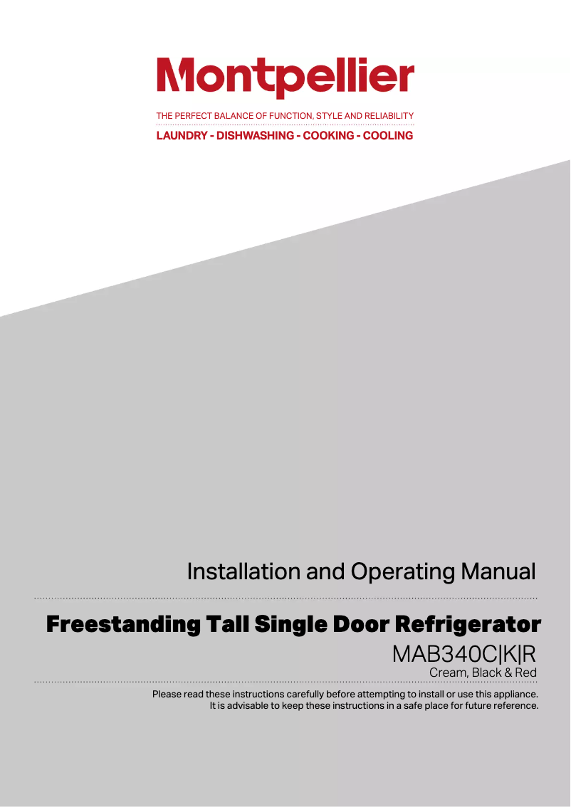 Page 1 de la notice Manuel utilisateur Montpellier MAB340C