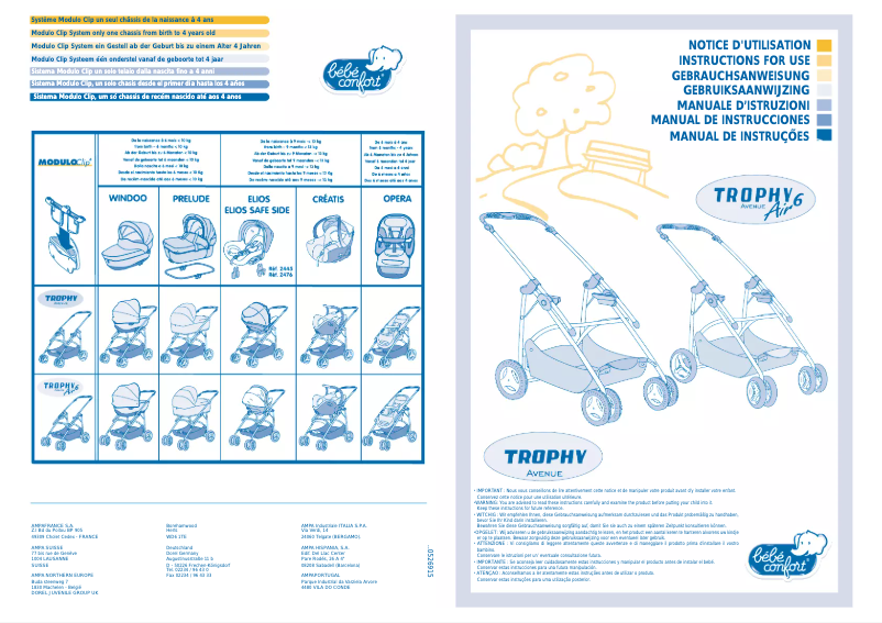 Page 1 de la notice Manuel utilisateur Bebe Confort Trophy Avenue Air 6