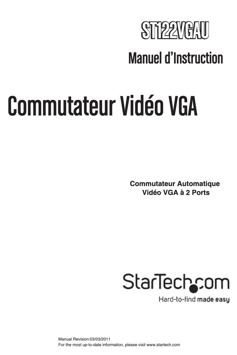 Image de la première page du manuel de l'appareil ST122VGAU