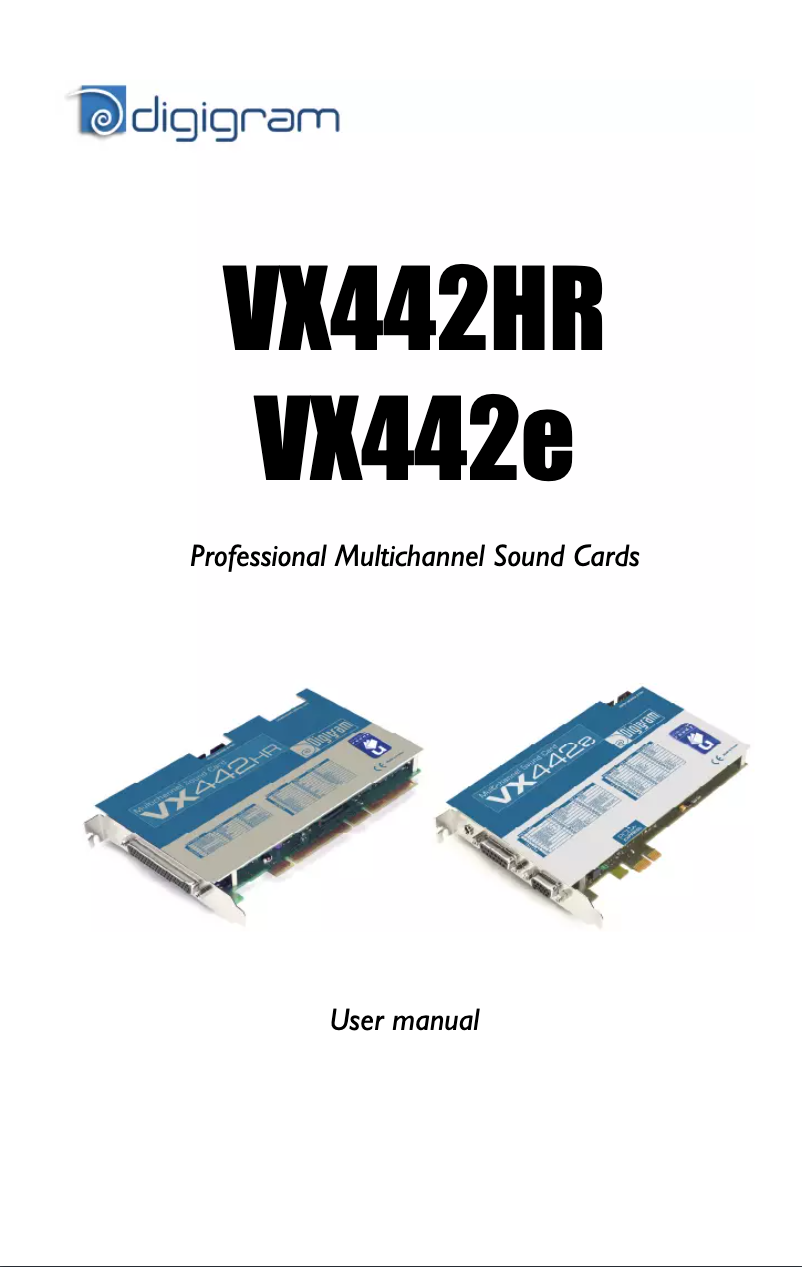 Page n°1 - Manuel utilisateur Digigram VX442e