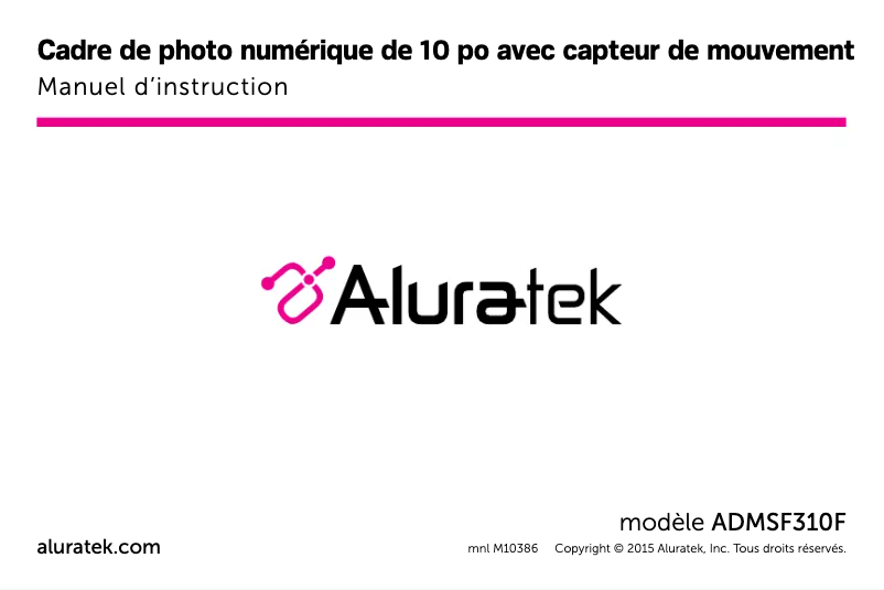 Page n°1 - Guide de démarrage rapide Aluratek ADMSF310F