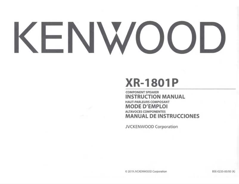 Page n°1 - Manuel utilisateur Kenwood Excelon XR-1801P