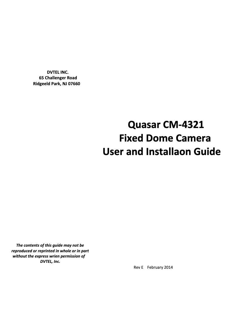 Page 1 de la notice Manuel utilisateur FLIR Quasar CM-4321