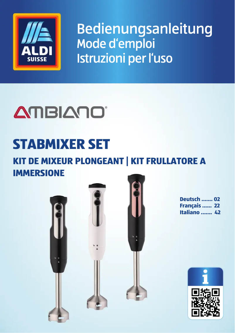 Page 1 de la notice Manuel utilisateur Ambiano GT-SB-03-CH