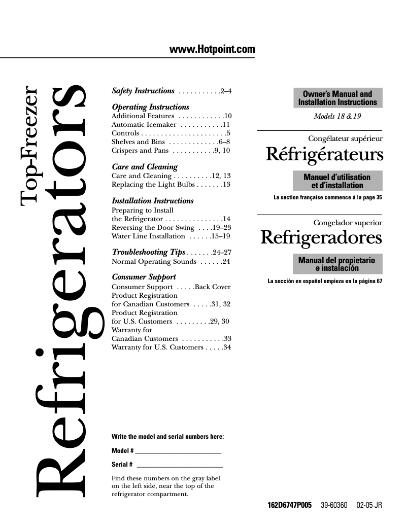Page n°1 - Manuel utilisateur Hotpoint HTM18IBPSA