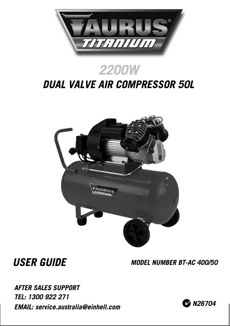Page 1 de la notice Manuel utilisateur TAURUS Titanium BT-AC 400/50