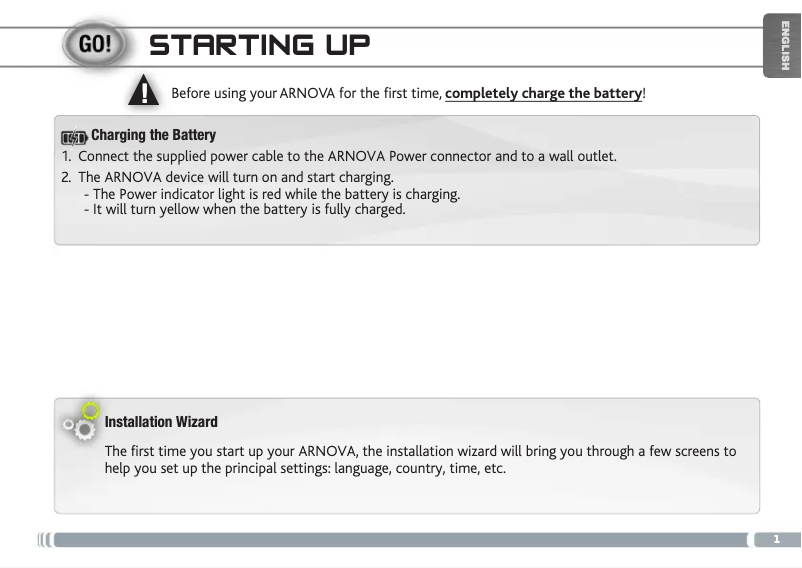 Page 1 of the manual User Manual Archos ARNOVA 9 G3 4GB