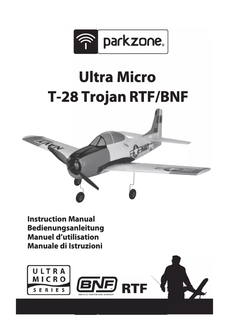 Page 1 de la notice Manuel utilisateur ParkZone Ultra Micro T-28 Trojan RTF