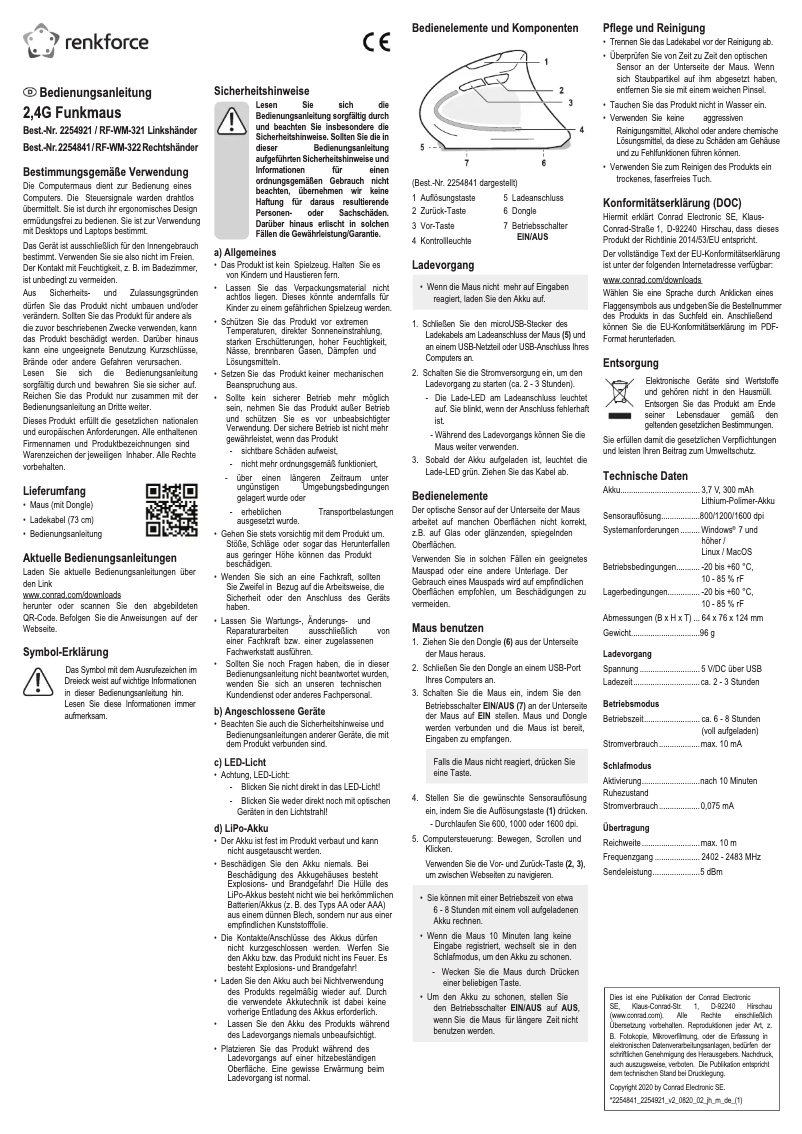 Image de la première page du manuel de l'appareil RF-WM-321