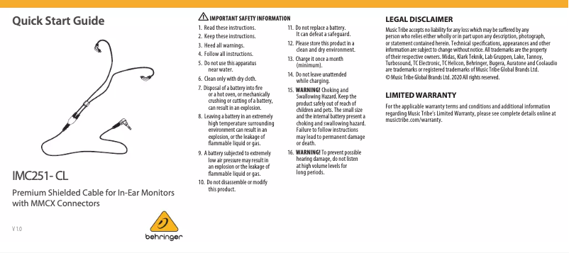 Image de la première page du manuel de l'appareil IMC251-CL