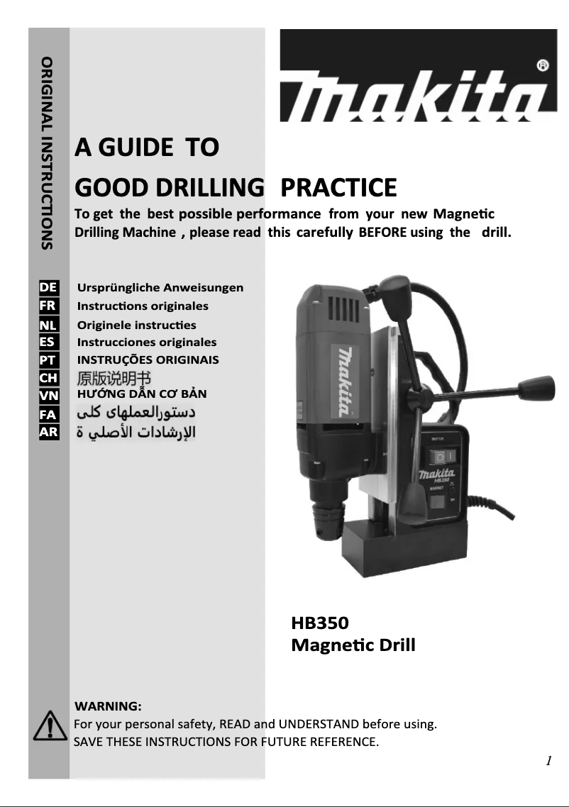 Page n°1 - Manuel utilisateur Makita HB350