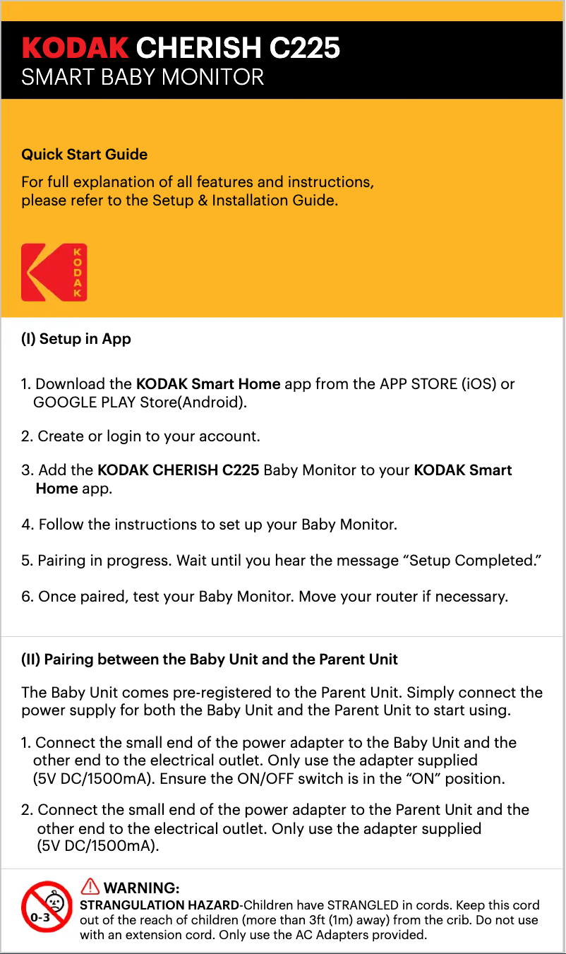 Image de la première page du manuel de l'appareil Cherish C225