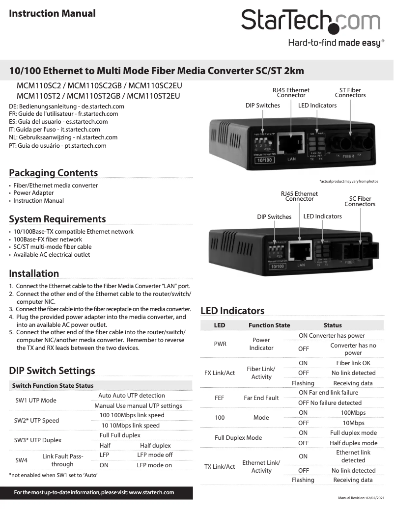Página 1 del manual Manual de usuario StarTech.com MCM110ST2
