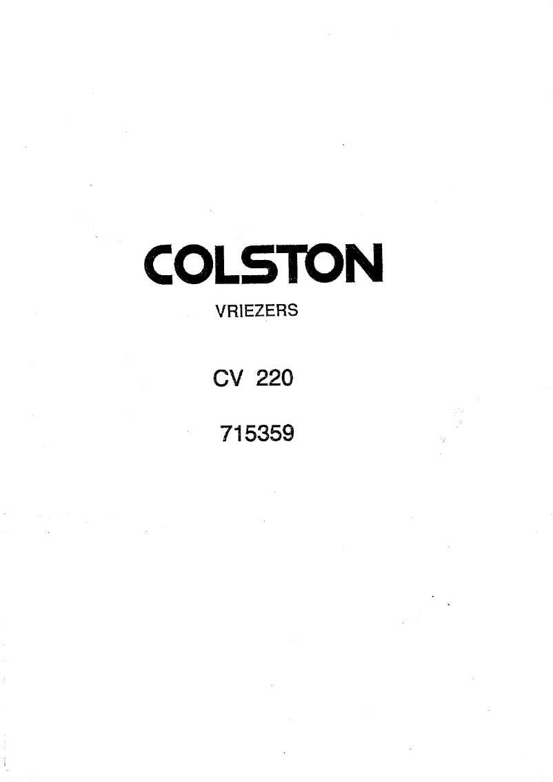 Page n°1 - Manuel utilisateur Colston CV 220