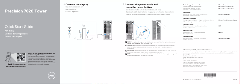 Page 1 de la notice Guide de démarrage rapide Dell Precision 7820 Tower