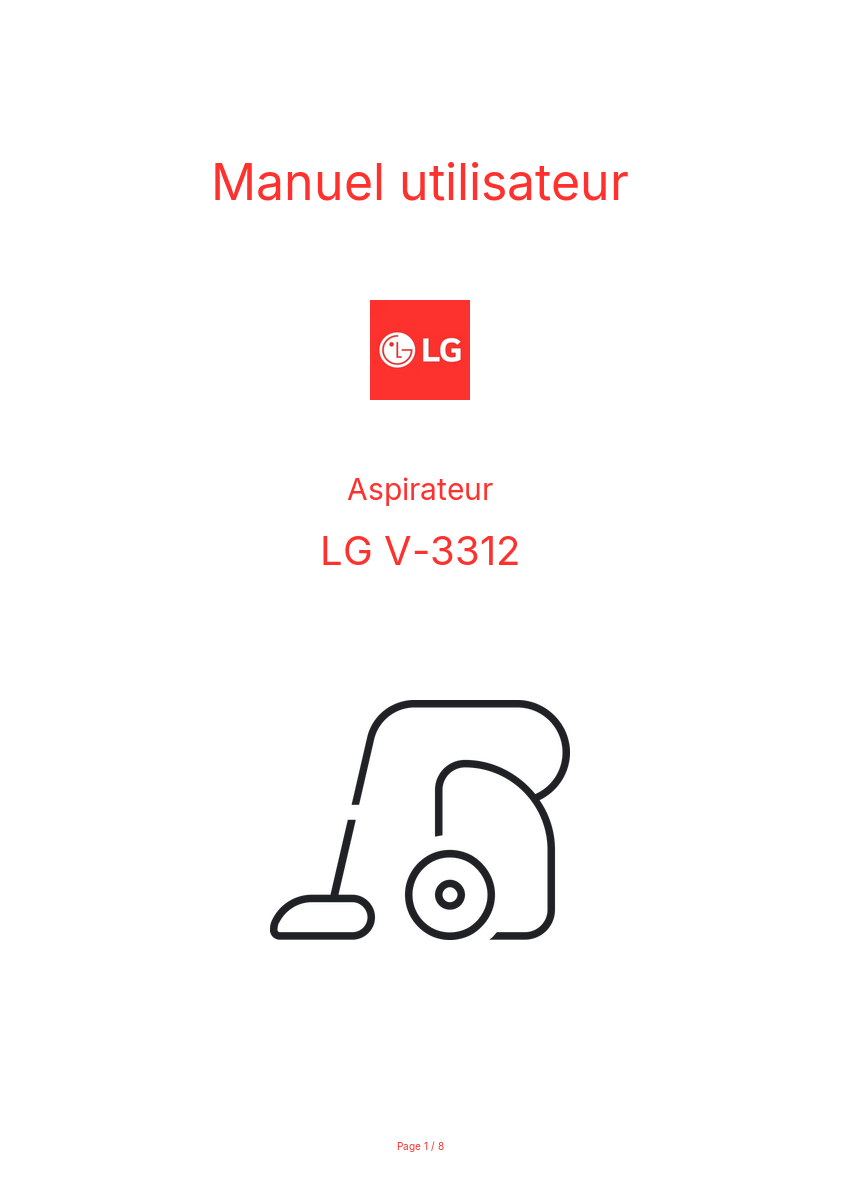 Page n°1 - Manuel utilisateur LG V-3312