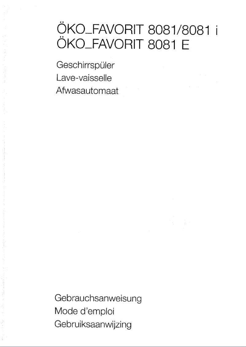 Page 1 de la notice Manuel utilisateur AEG-Electrolux Favorit 8081