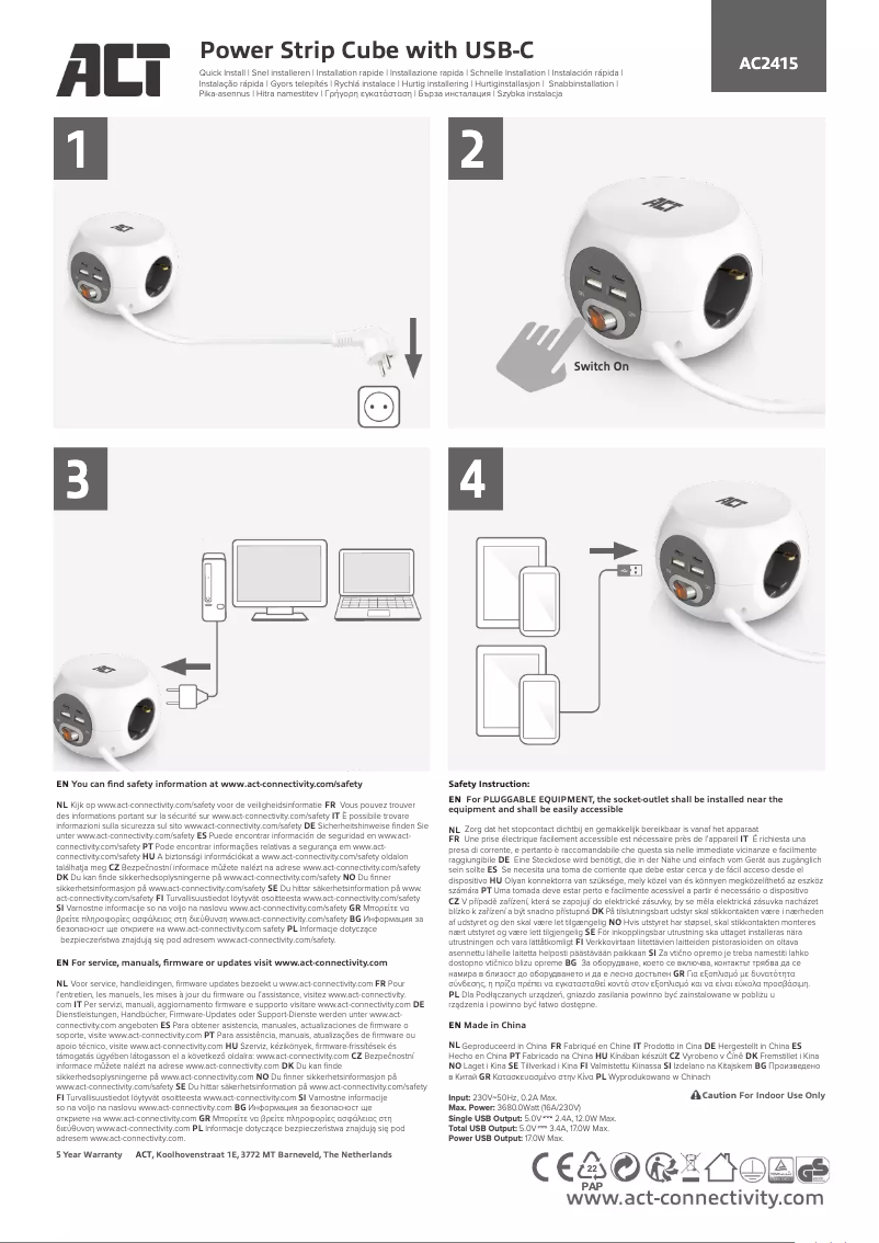 Page 1 de la notice Manuel utilisateur ACT AC2415