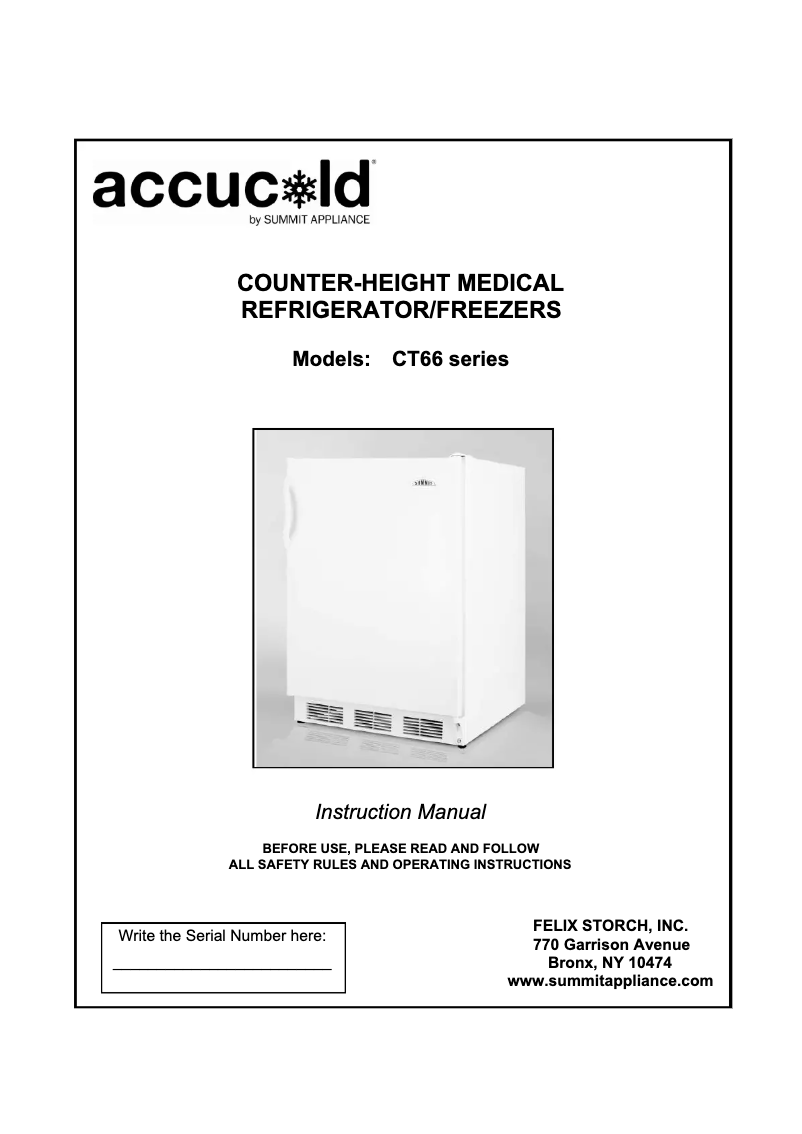 Page 1 de la notice Manuel utilisateur Accucold AL650LW
