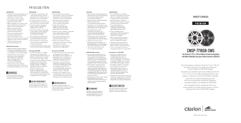 Page n°1 - Manuel utilisateur Clarion Premium CMSP-771RGB-SWG