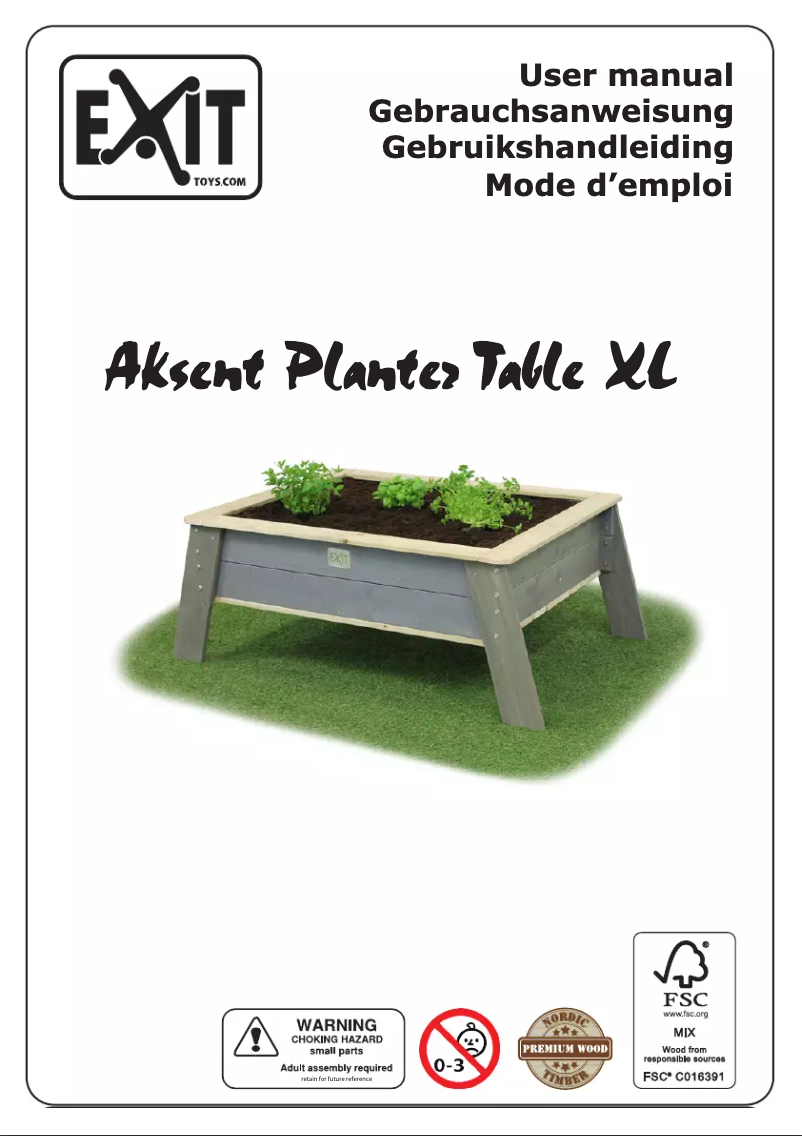 Page 1 of the manual User Manual EXIT Aksent Planter Table XL Deluxe
