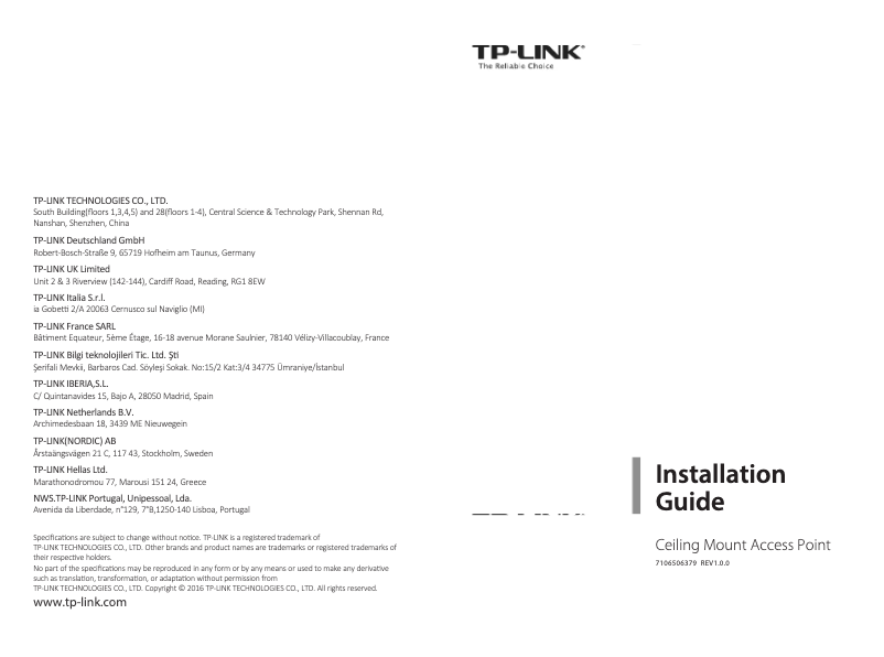 Page n°1 - Manuel utilisateur TP-Link EAP320