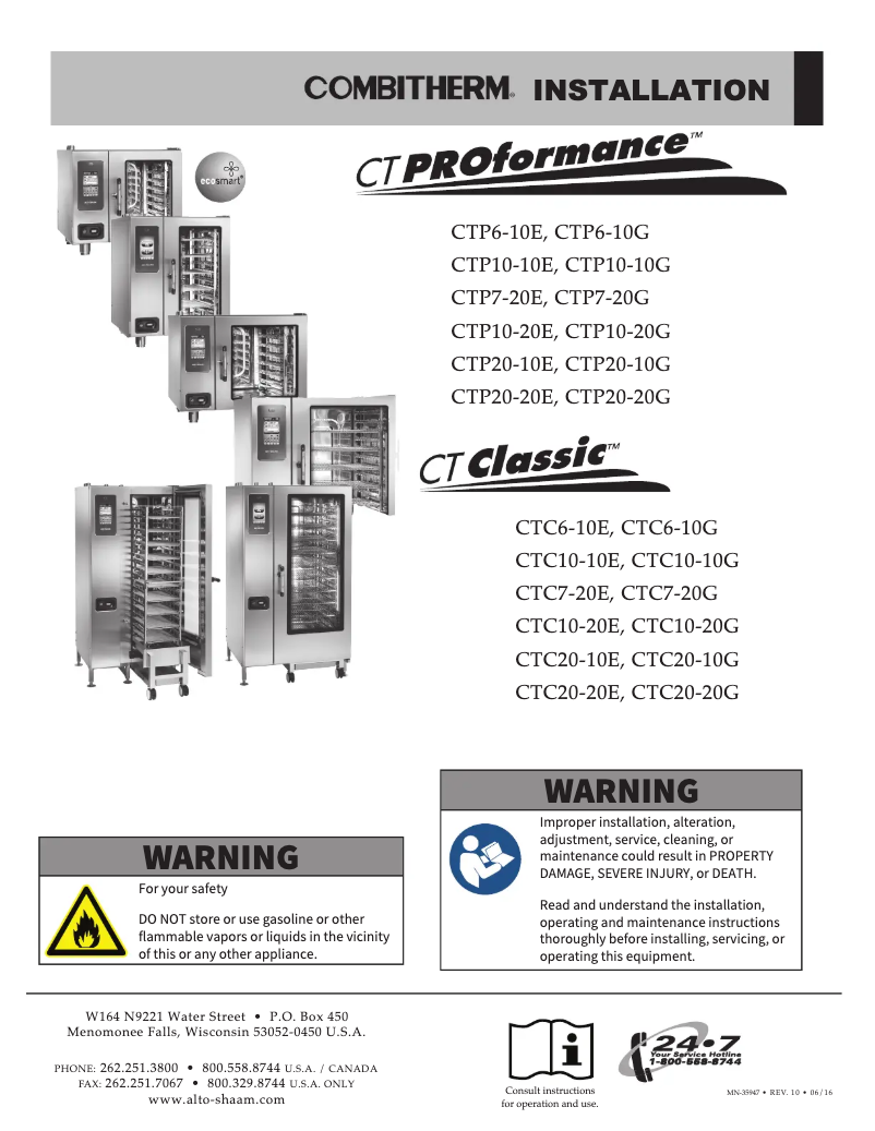 Page 1 de la notice Manuel utilisateur Alto-Shaam Combitherm Proformance CTP7-20G