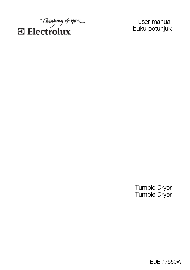 Page 1 de la notice Manuel utilisateur Electrolux EDE77550W