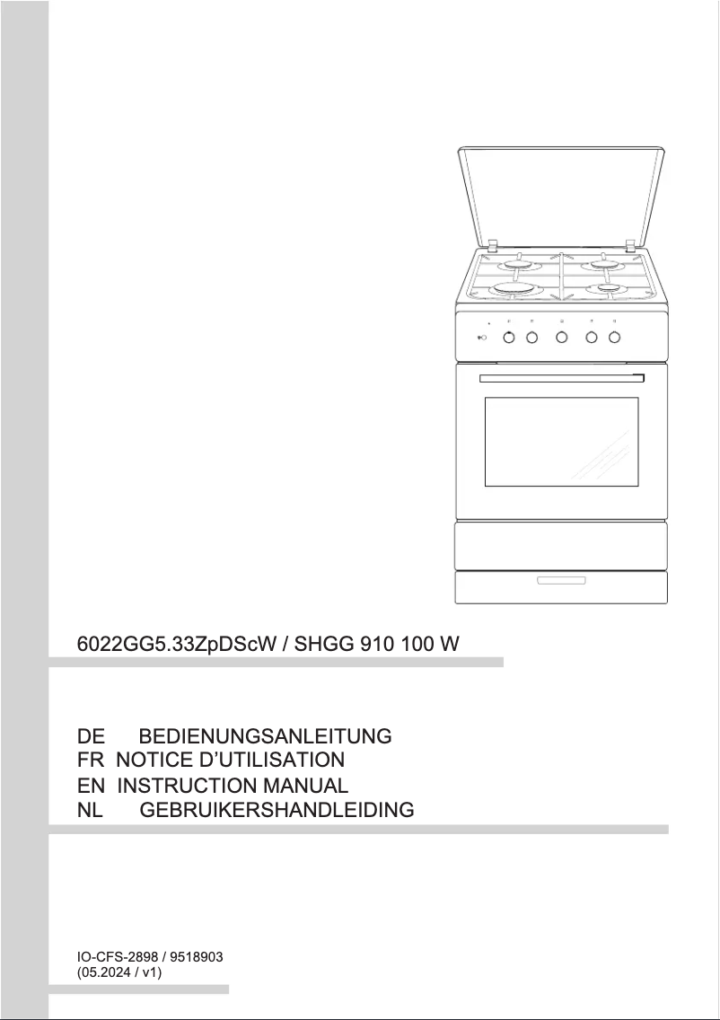 Página 1 del manual Manual de usuario Amica SHGG 910 100 W
