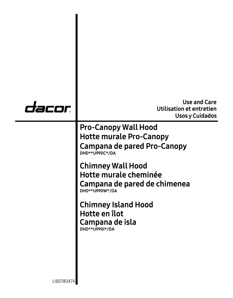 Page 1 de la notice Manuel d'utilisation et d'entretien Dacor DHD30U990WM/DA