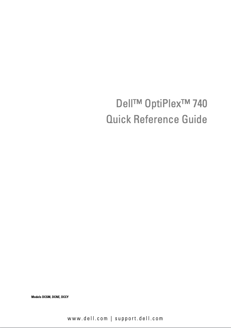 Page n°1 - Guide d'installation Dell Optiplex 740