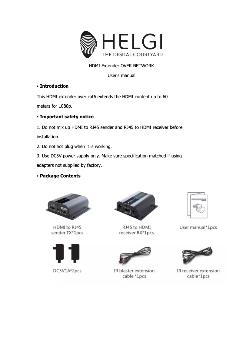 Page n°1 - Manuel utilisateur HELGI HLG0372PRO