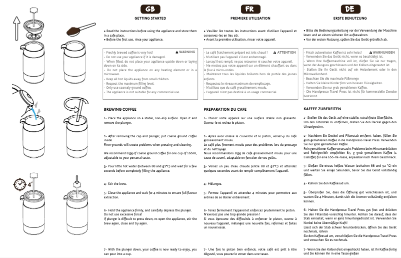 Page n°1 - Manuel utilisateur Handpresso Travel Press