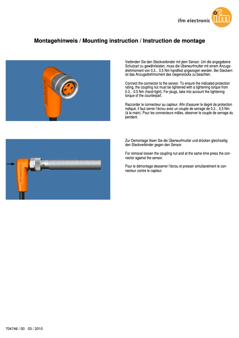 Page 1 de la notice Manuel utilisateur IFM EVC833