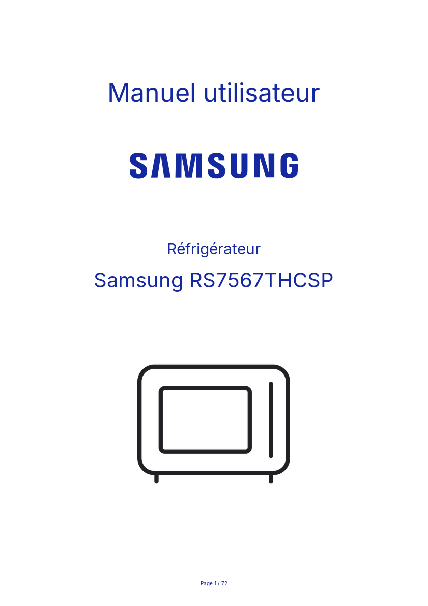 Page n°1 - Manuel utilisateur Samsung RS7567THCSP