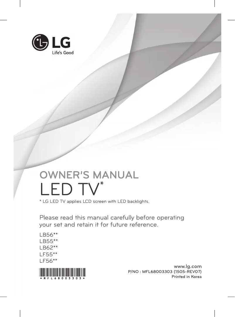 Page 1 de la notice Manuel utilisateur LG 55LB6230