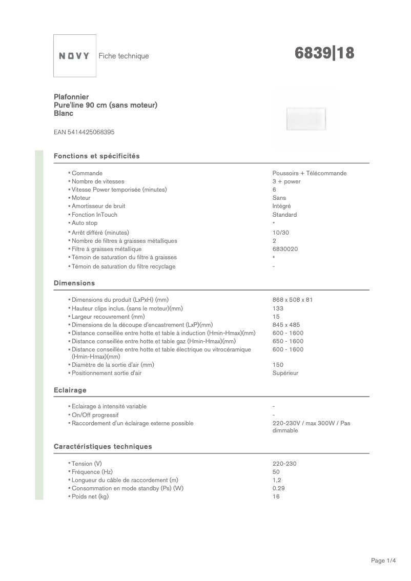 Image de la première page du manuel de l'appareil Pure'line 6839