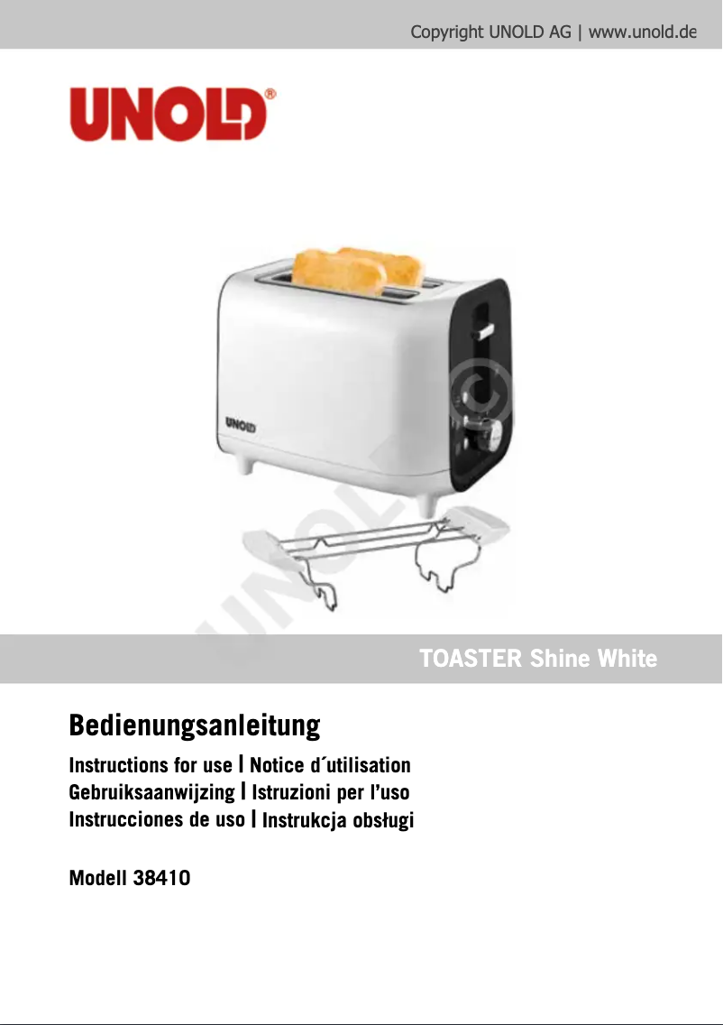 Image de la première page du manuel de l'appareil Shine 38410