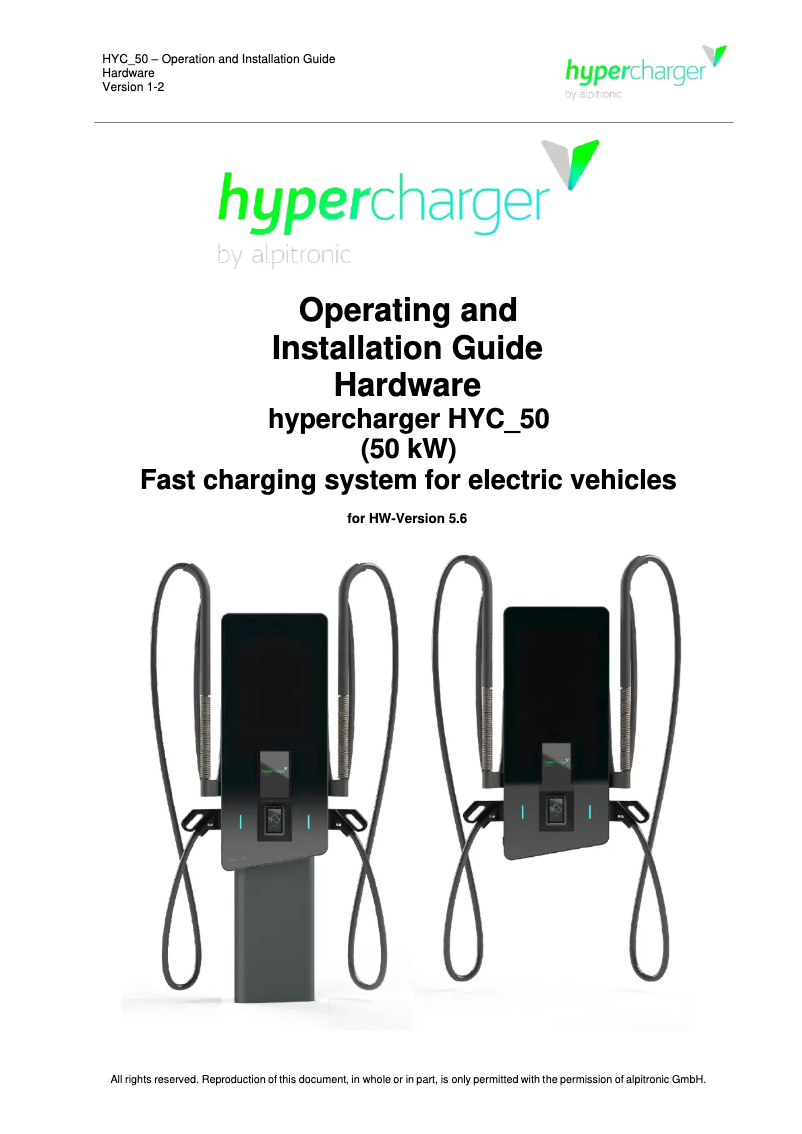 Page 1 de la notice Manuel utilisateur Alpitronic Hypercharger HYC50