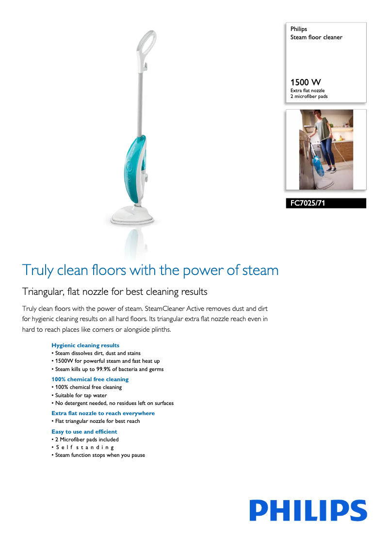 Page n°1 - Fiche technique Philips SteamCleaner Active FC7025