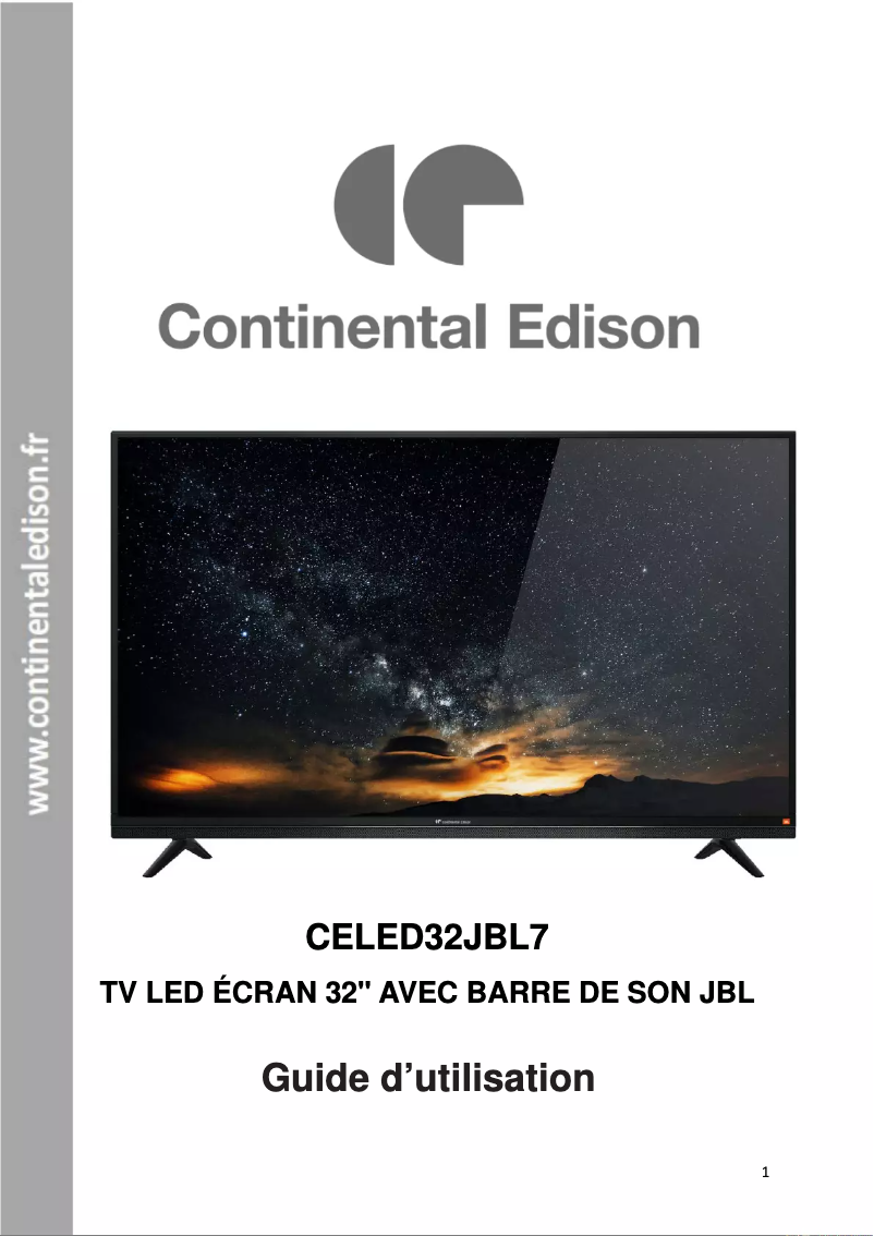 Page 1 de la notice Manuel utilisateur Continental Edison CELED32JBL7