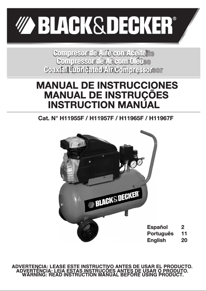 Page 1 de la notice Manuel utilisateur Black & Decker H11965F