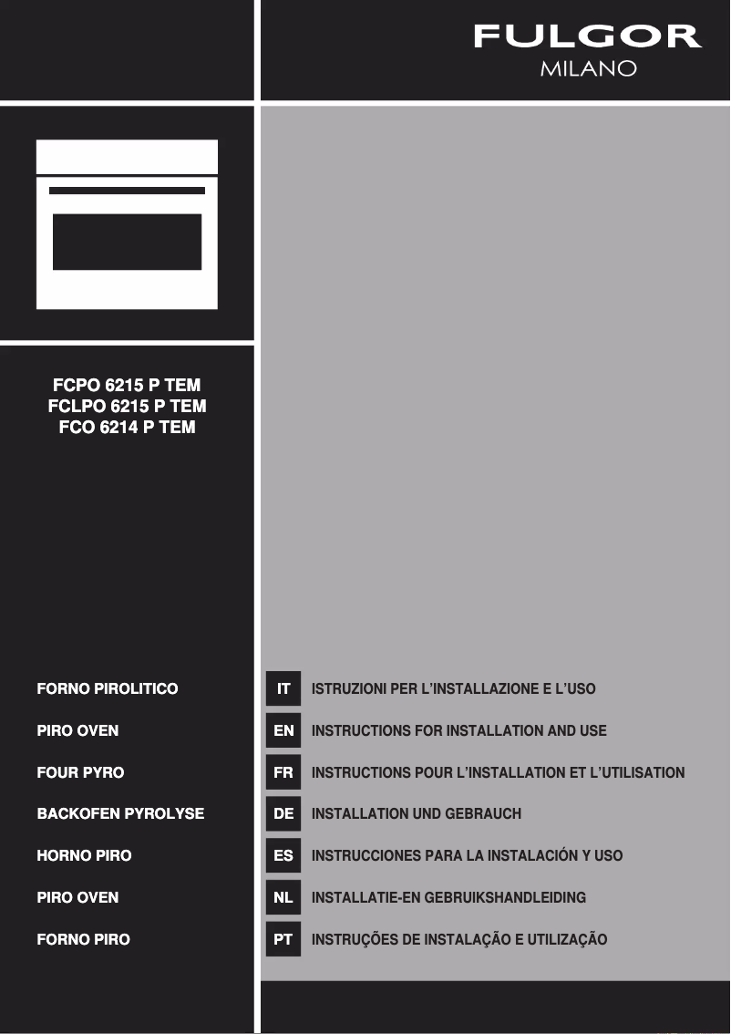 Page 1 de la notice Guide d'installation Fulgor Milano FCPO 6215 P TEM