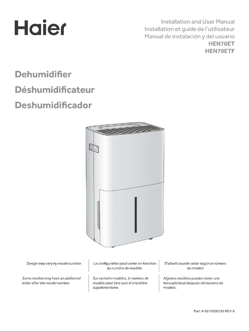 Page 1 de la notice Manuel utilisateur Haier HEN70ETF