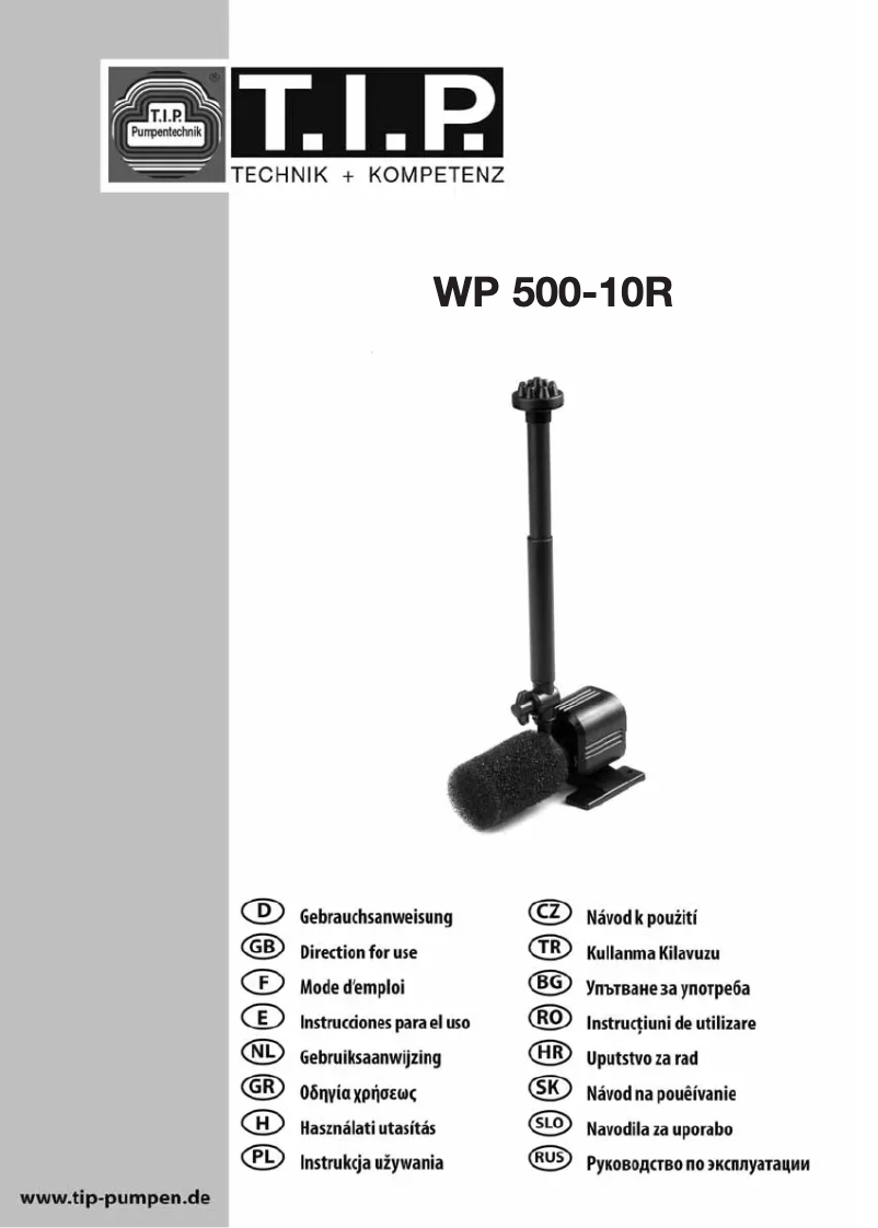 Page 1 de la notice Manuel utilisateur T.I.P. WP 500-10 R